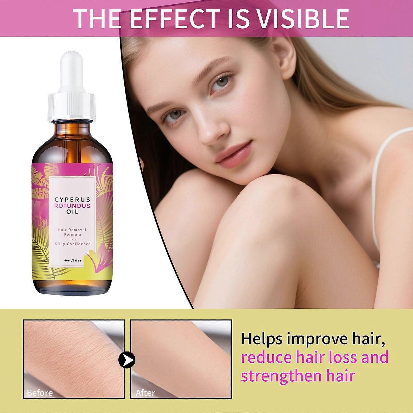 Natural Cyperus Rotundus Oil 60ml For Hair Removal, Moisturizing & Soothing