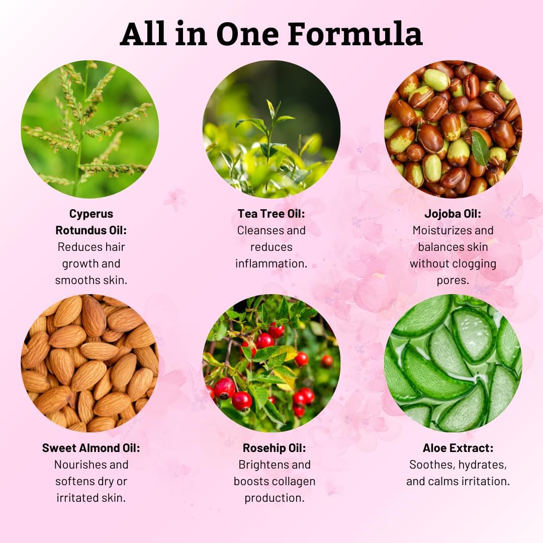 Natural Cyperus Rotundus Oil 60ml For Hair Removal, Moisturizing & Soothing